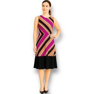 Tiana B. S Colorblock Midi Dress Sleeveless Geometric Print Retro Y2K Casual
